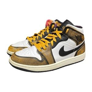 Air Jordan 1 Mid SE "Orange Wear Away" Sneakers Black/Taxi-White-Sail